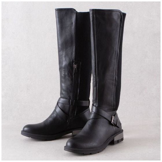 Black knee high fashion boots canada