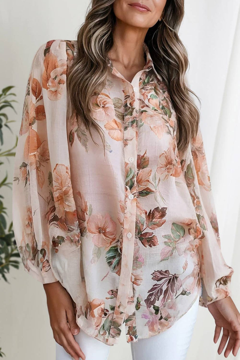 Retro Floral Puff Long Sleeve Shirt