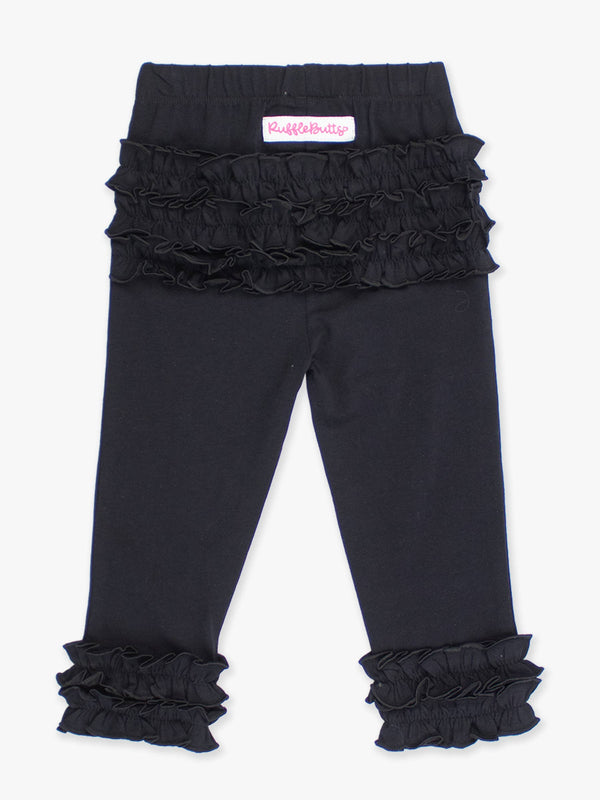 Toddler Girls Black Classic Ruffle Leggings with Signature Rear Ruffles: Black