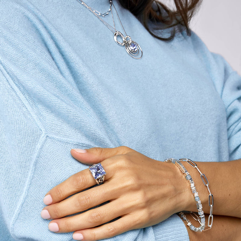 Silpada 'Cooling Effects' Sterling Silver Blue Crystal Ring: 8