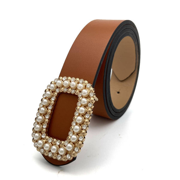 Brown Pearl & Crystal Belt