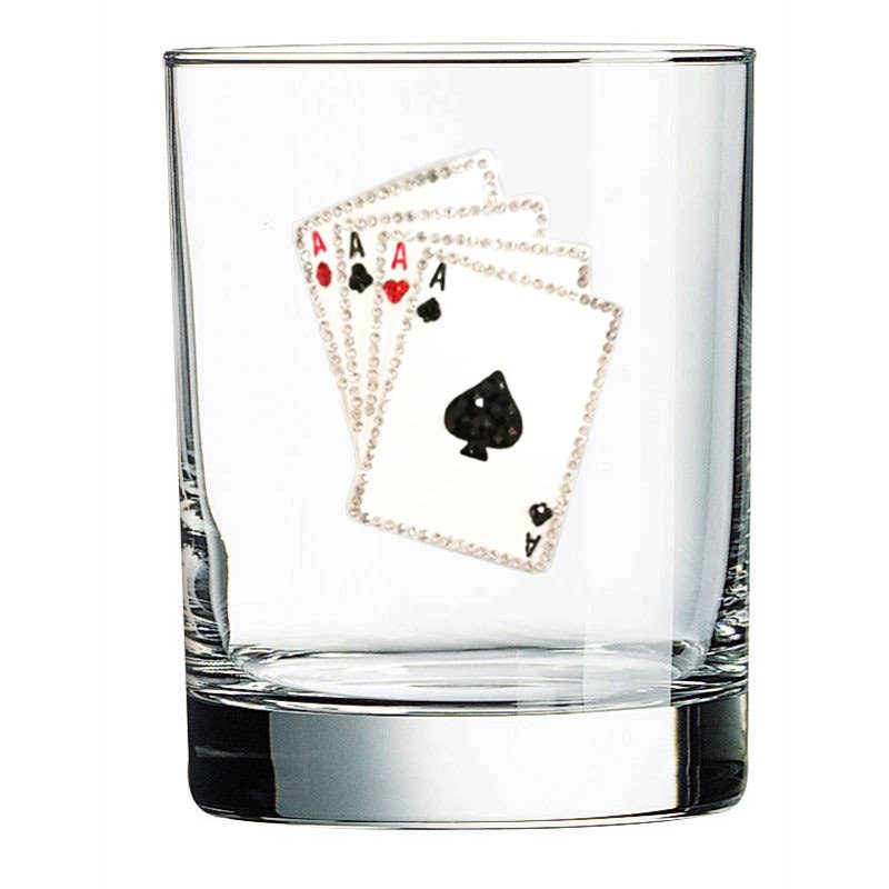 Playing Cards Jeweled Double Old Fashioned