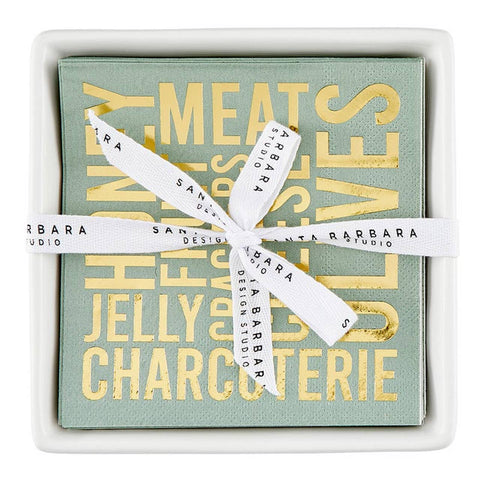 Charcuterie Ceramic Napkin Tray + Napkins - Thumbnail 2