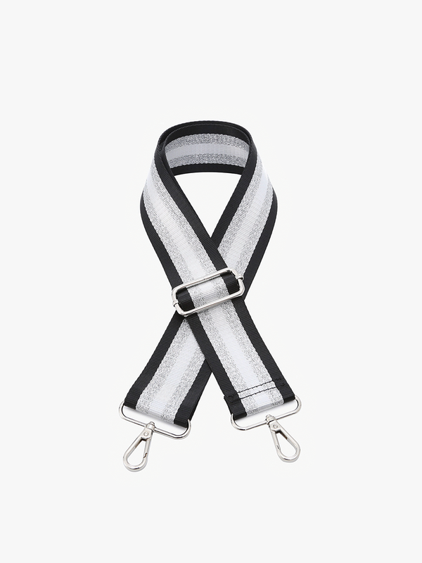 Black & Silver Striped Guitar Strap