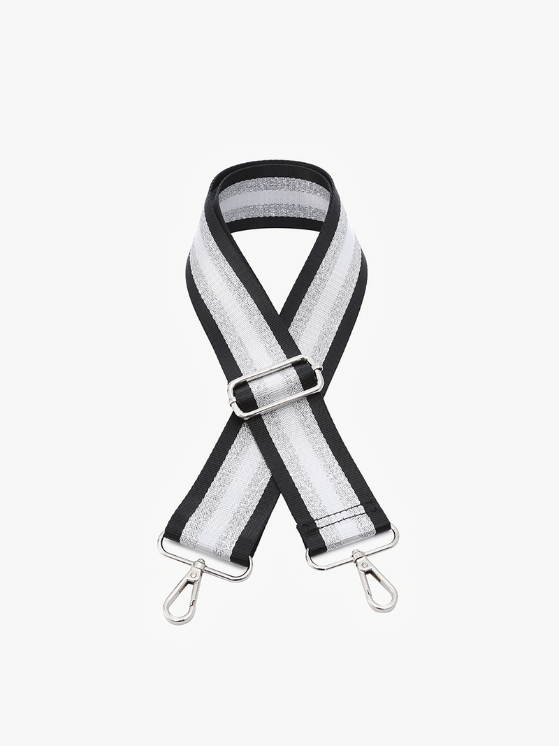 Black & Silver Striped Guitar Strap