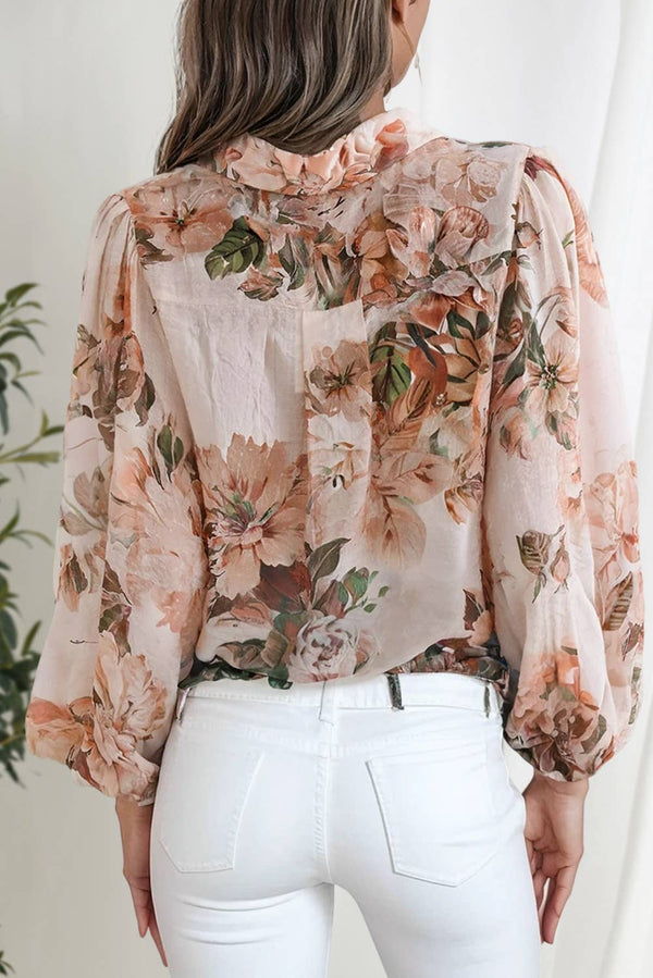 Retro Floral Puff Long Sleeve Shirt