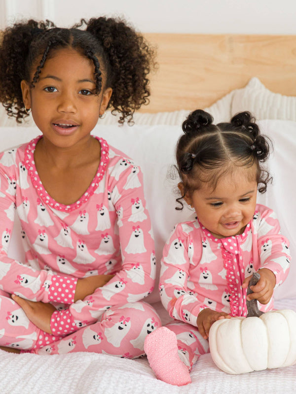 Baby Girls Ghostie Girls Bamboo Viscose Footed Ruffle One Piece Pajama: Pink