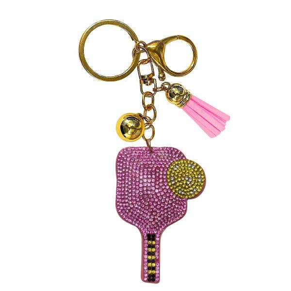 Pickleball Crystal Bling Keychains: #1