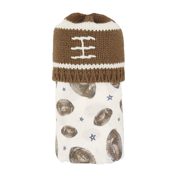 Boy Football Swaddle and Hat Set