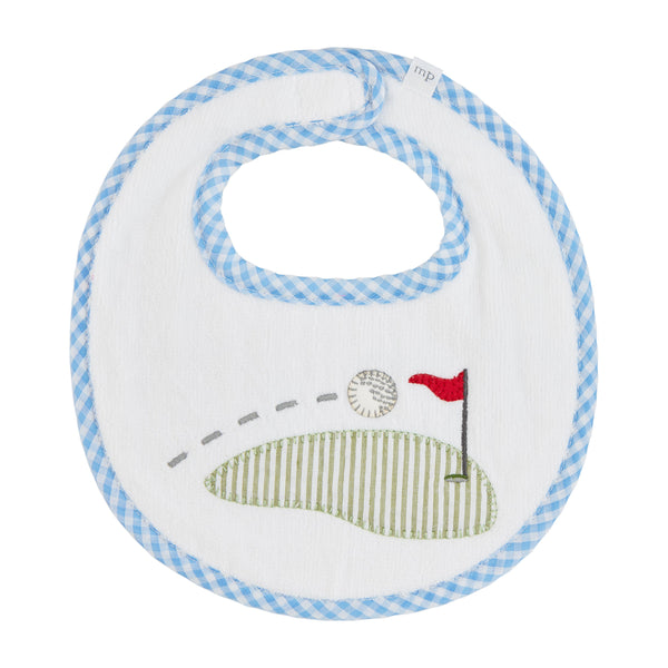 Golf Flag Applique Terry Bib-Blue