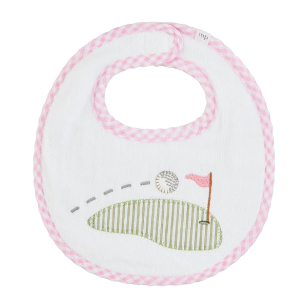 Golf Flag Applique Terry Bib-Pink