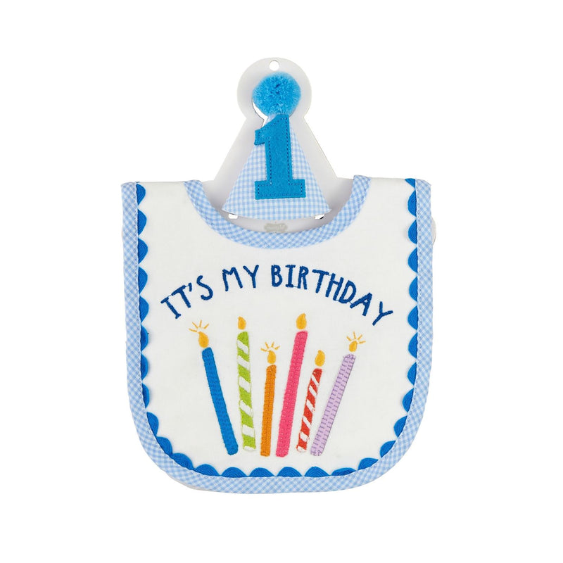 Blue Birthday Cake Bib Set