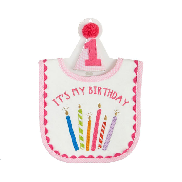 Pink Birthday Cake Bib Set