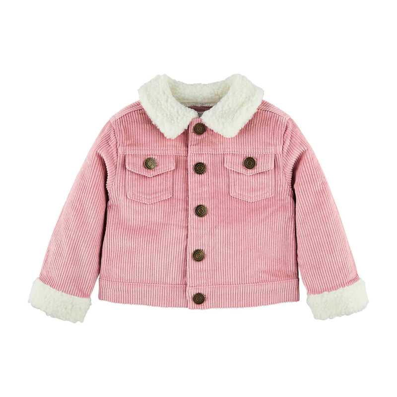 Pink Cord Sherpa Jacket - Small