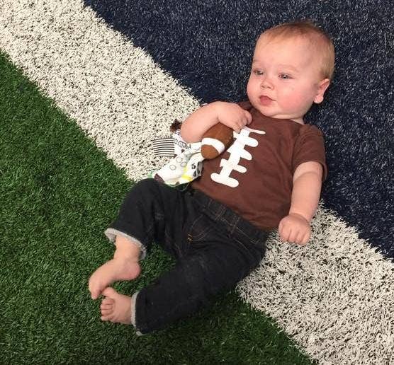 Football Baby Learning Lovey Tag Stroller Toy 10" x 10"