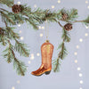 Cowboy Boot Glass Christmas Ornament