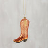 Cowboy Boot Glass Christmas Ornament