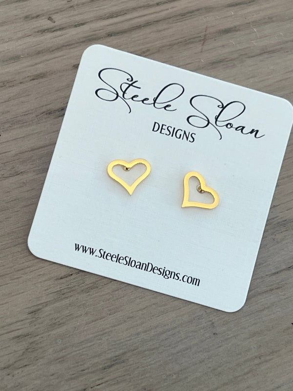 Gold Heart Earrings Hypoallergenic