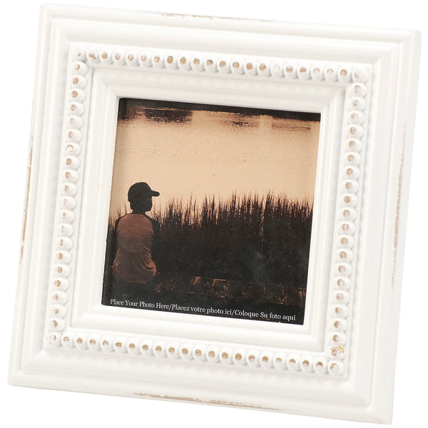 White Beaded Photo Frame - 4 x 4 Square