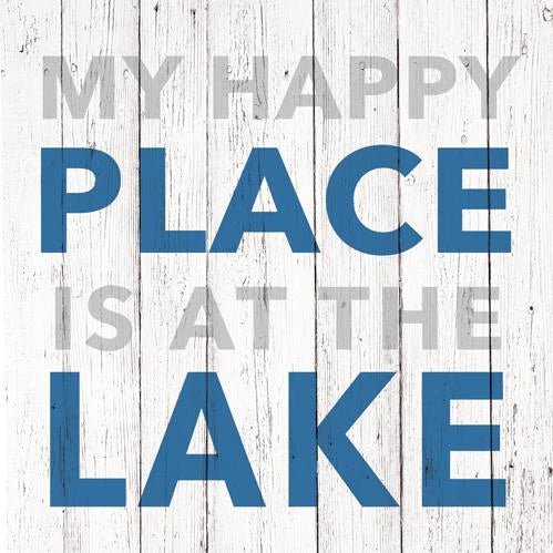 My Happy Place is At The Lake Beverage Napkins