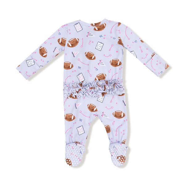 Touchdown Time - Lavender 2 Way Zipper Romper