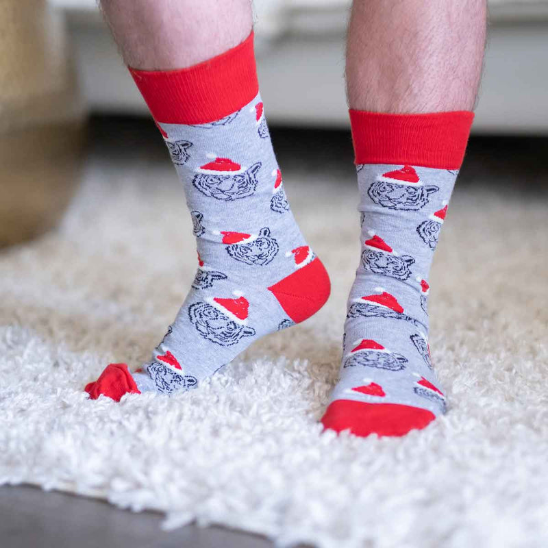 Men's Santa Tiger Santa Socks