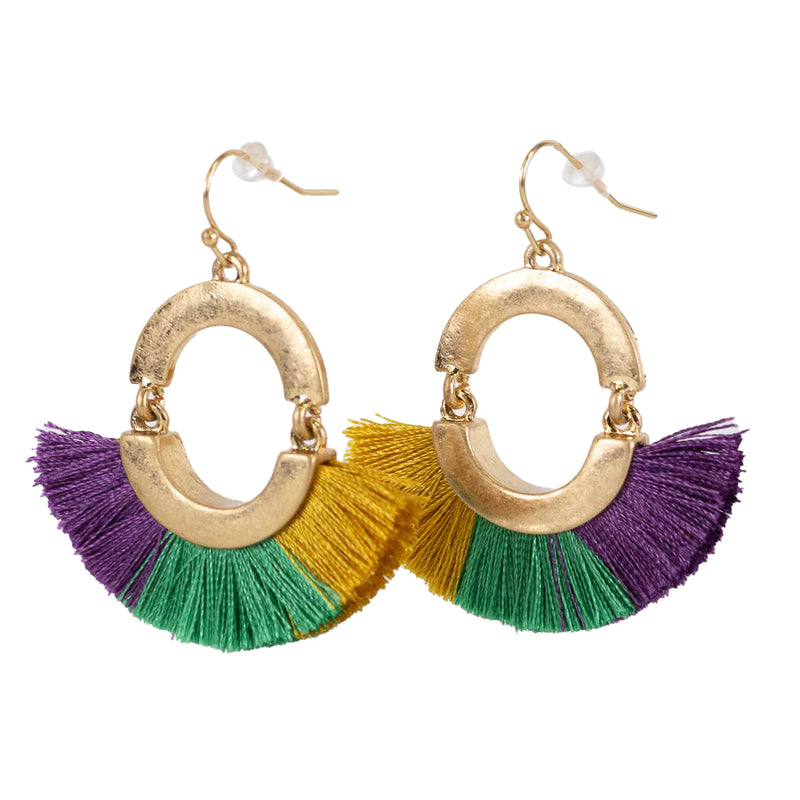 Monteleone Earrings Purple/Green/Yellow 2"