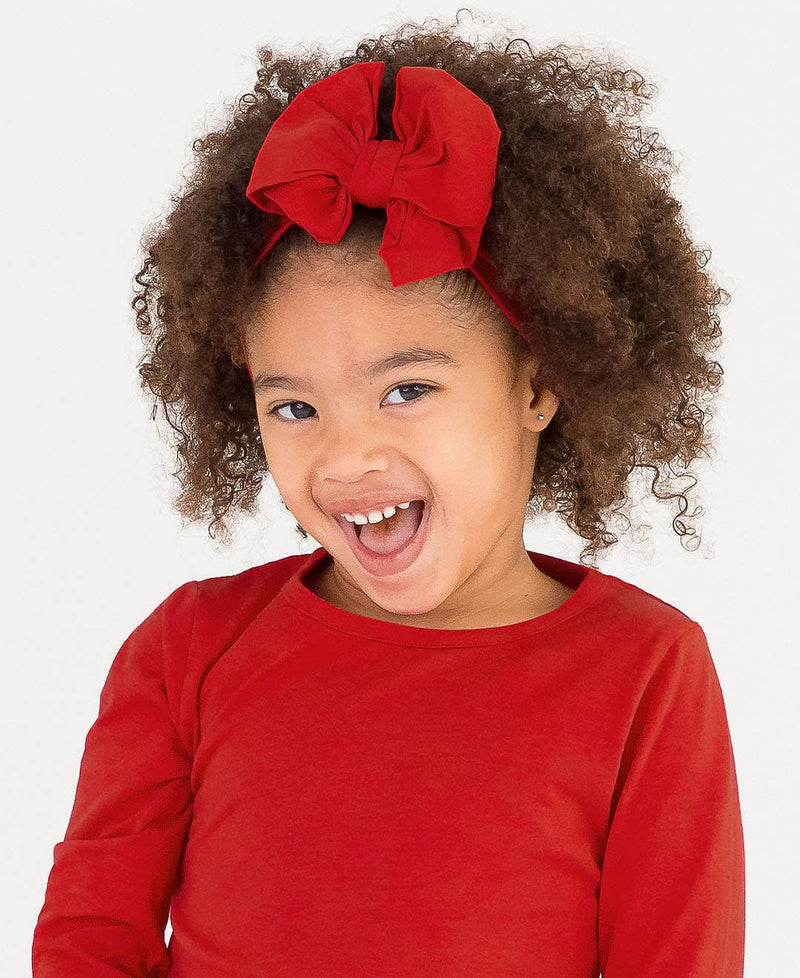 Girls Red Big Bow Headband: One Size