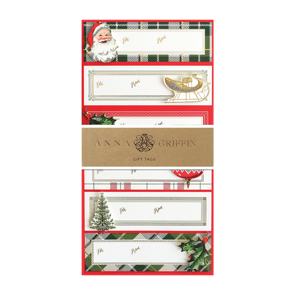 Christmas/Holiday Gift Tags 3D Red Green Plaid Stickers