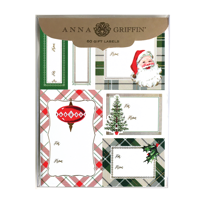 Christmas/Holiday Gift Tag Stickers Green Plaid