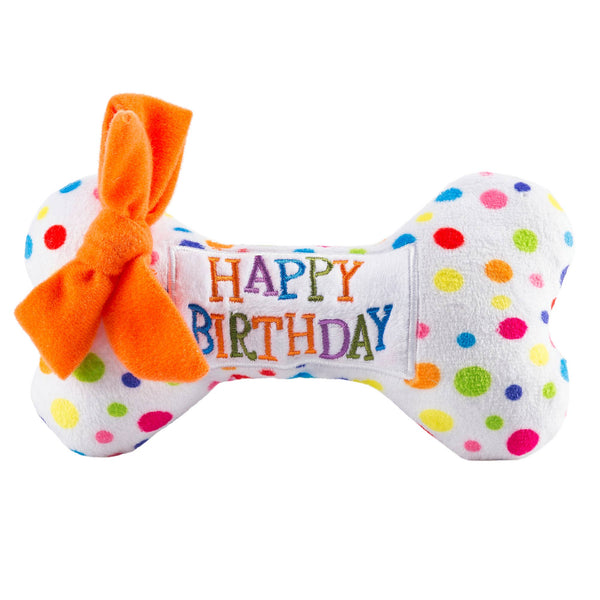 Happy Birthday Bones Squeaker Dog Toy: Large