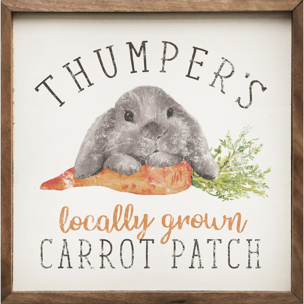 Thumper's Carrot Patch White 4x4 Sign