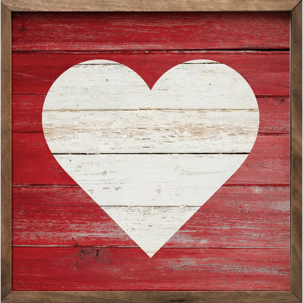 White Heart on Red 4x4 Sign