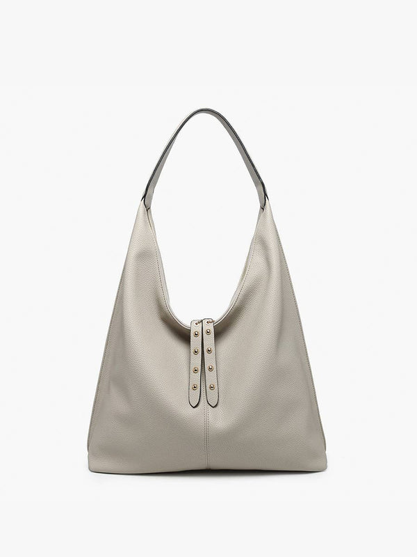 Tori Slouchy Hobo w/ Studded Tassels: Lt. Grey