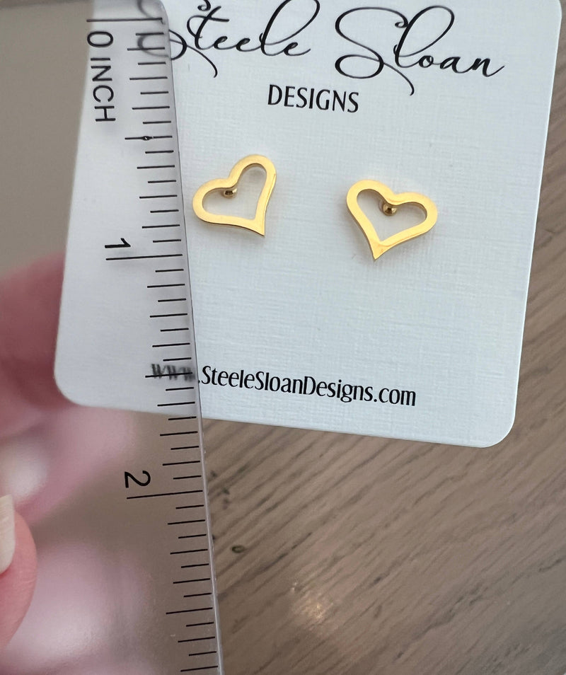 Gold Heart Earrings Hypoallergenic