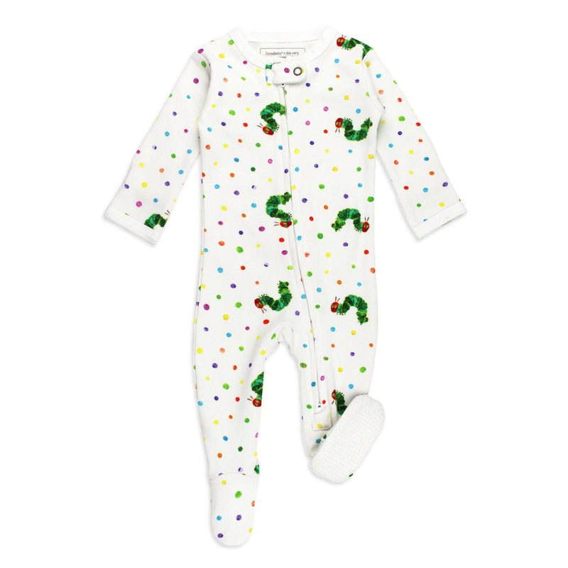Organic 2-Way Zipper Footie in Caterpillar