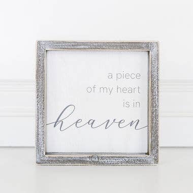 A Piece Of My Heart Is In Heaven Wood Framed Sign 7x7x1.5