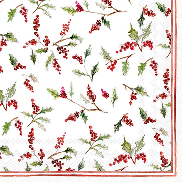 Christmas Ilex Berries Luncheon Napkins