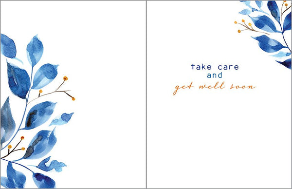 Get Well Card - Blue Leaves