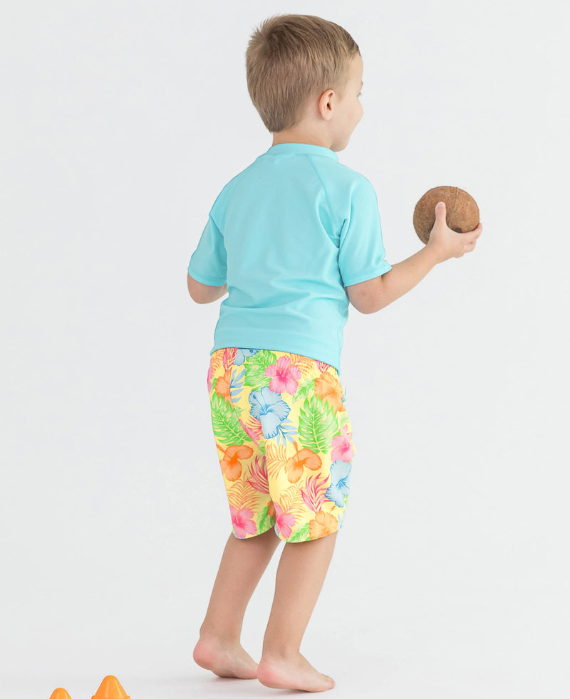 Boys Tropical Breeze Blue Short Sleeve Rash Guard