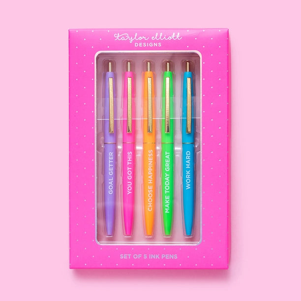 Hot Pink Motivational Pen Set