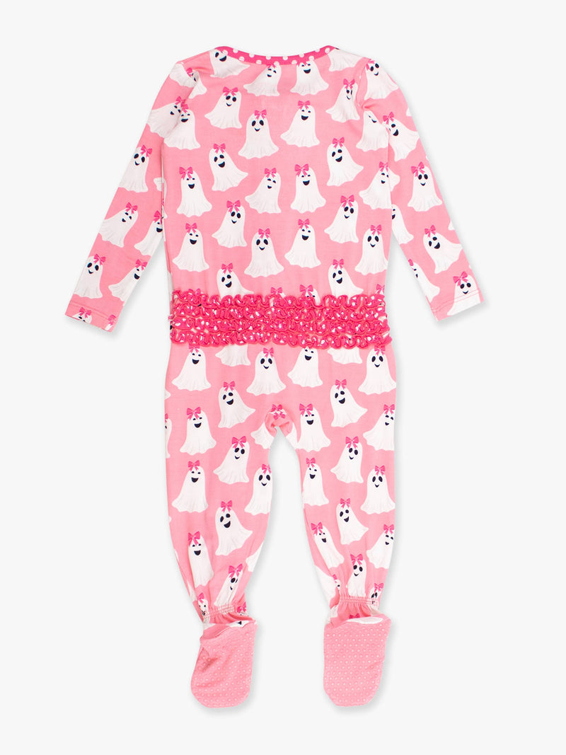 Baby Girls Ghostie Girls Bamboo Viscose Footed Ruffle One Piece Pajama: Pink