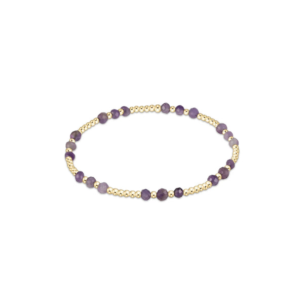 Gemstone Gold Joy Pattern 3mm Bead Bracelet - Amethyst