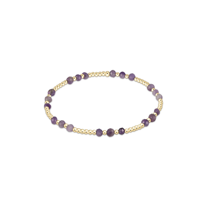 Gemstone Gold Joy Pattern 3mm Bead Bracelet - Amethyst