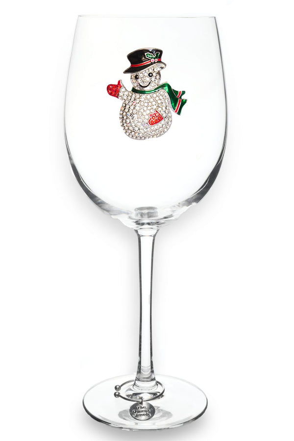 Snowman Stemmed Wine Glass