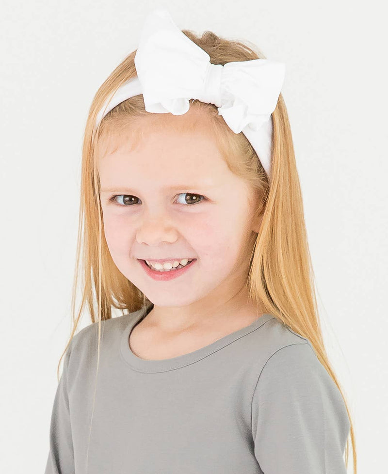 Girls White Big Bow Headband: White / One Size