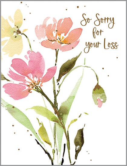Sympathy Greeting Card - Pink/Orange/Yellow Stems