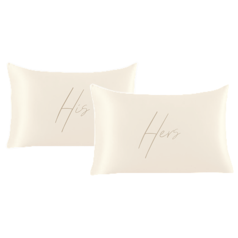 Satin Pillowcase Set of 2: His/Hers Ivory