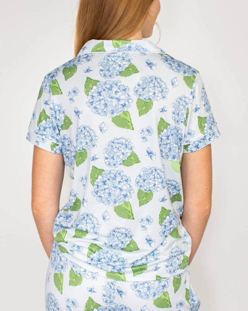Hydrangea Short Sleeve Button Up Sleep Shirt