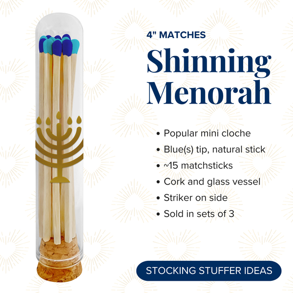 Shining Menorah Decorative Matches - (4" Dome)